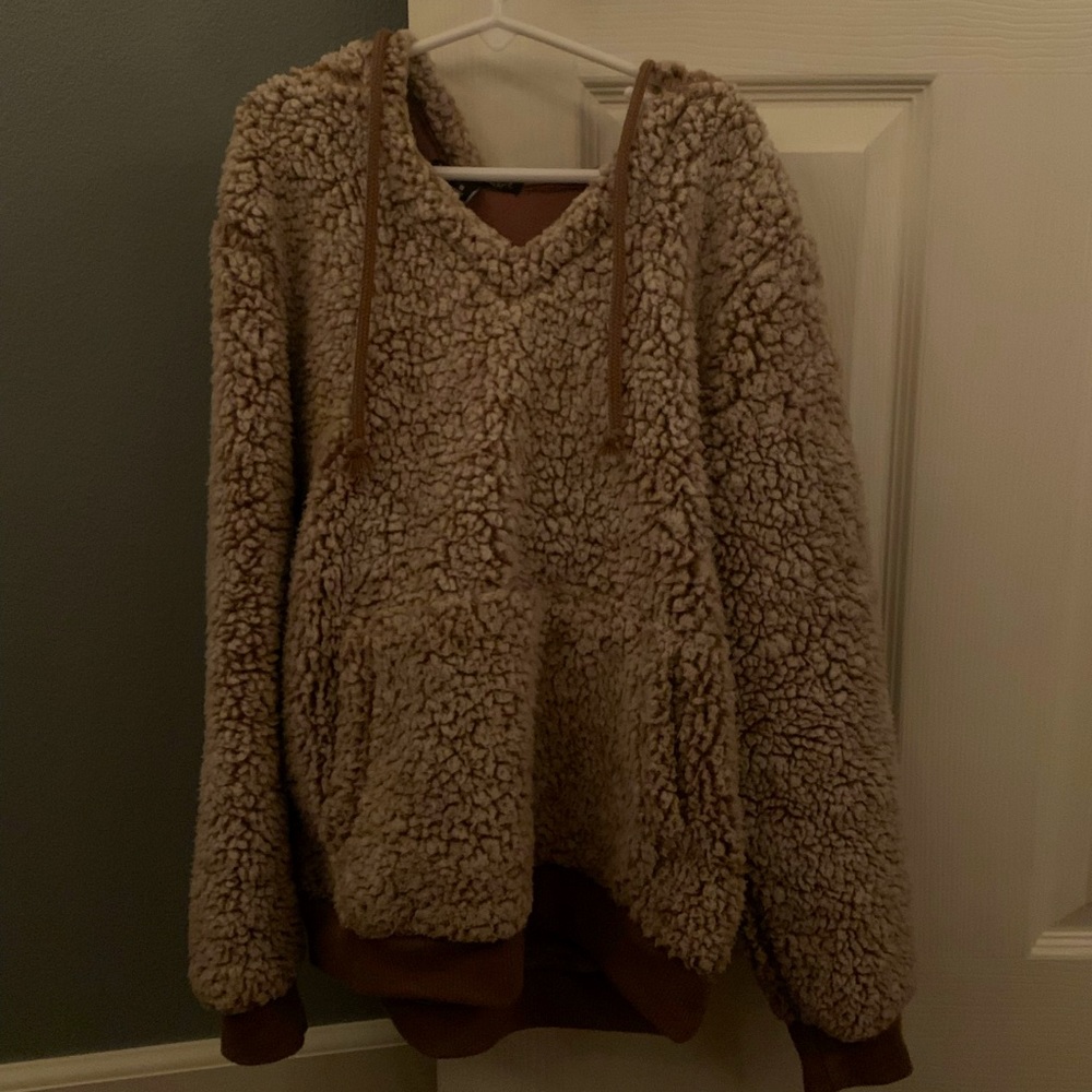 Fuzzy brown hoodie